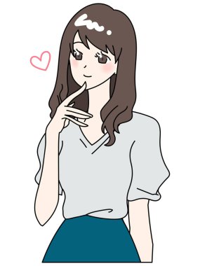 Vücudunun üst kısmında genç bir kadın resmi var.