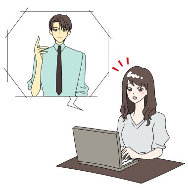 Evde çalışan bir kişinin tasviri