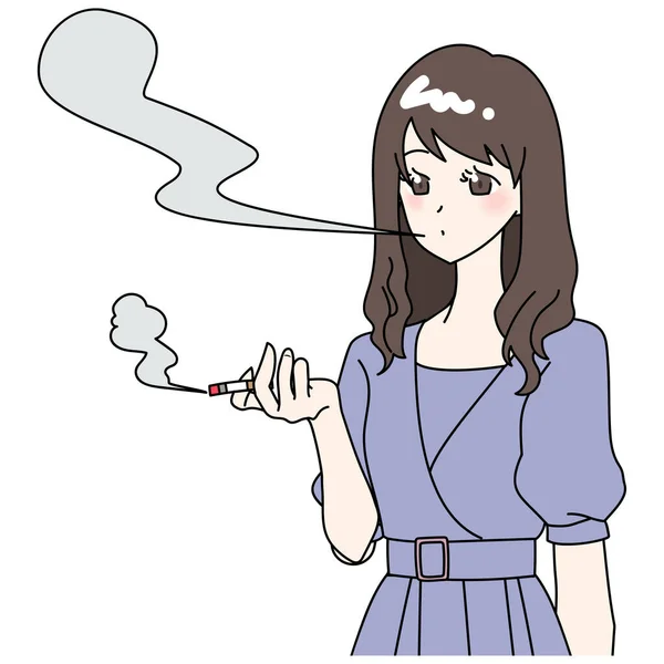 Illustration Smoker Cigarette Smoke — Stock Vector