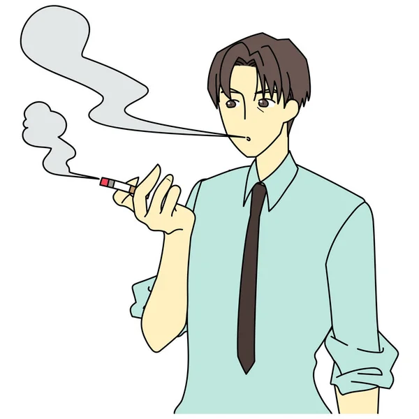 Illustration Smoker Cigarette Smoke — Stock Vector