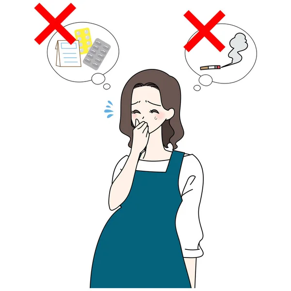 病気や匂いに苦しむ妊婦さん — ストックベクタ
