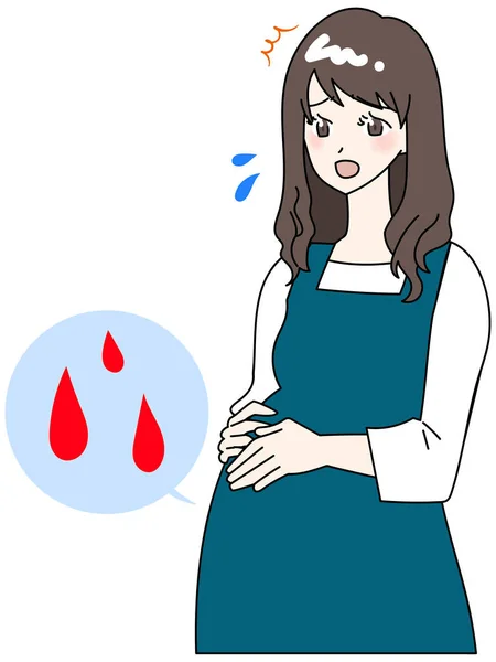 Illustration Une Femme Enceinte Surprise Par Saignement — Image vectorielle