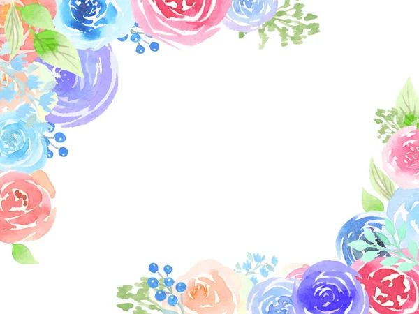 Marco Decoración Flores Color Fresco — Vector de stock