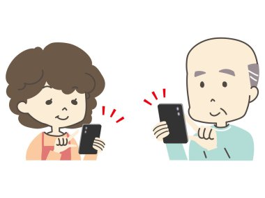 Akıllı telefon kullanan ve onunla yüzleşen bir kişi.