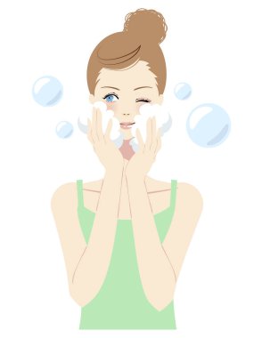 Cildine bakan bir kadının tasviri