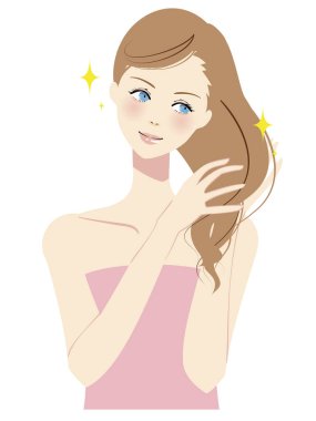 Saçlarına özen gösteren bir kadın tasviri