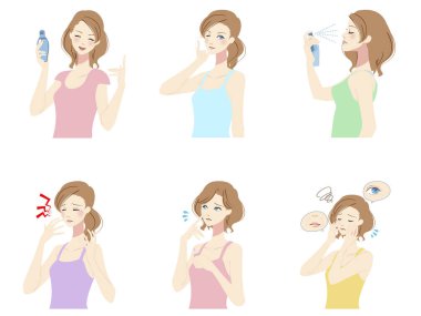 Güzellik hizmeti veren kadınların çizimleri.