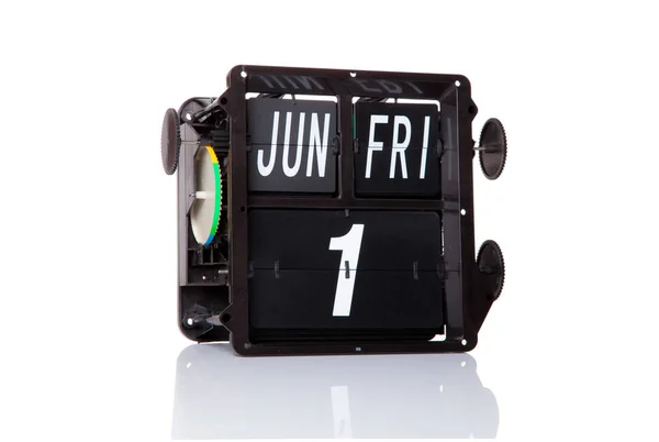 Mechanical calendar retro date isolated. — Stock Photo, Image