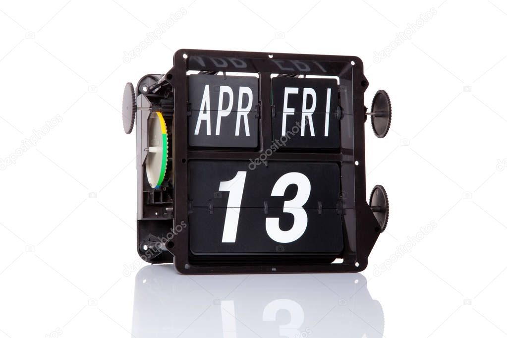 Mechanical calendar retro date isolated.