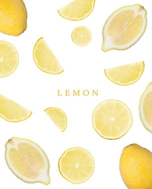 Limon ile Seamless modeli. Tropikal soyut kavram. Beyaz arka plan üzerinde meyve.