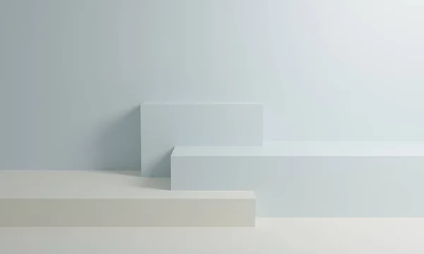 Біло-блакитна тривимірна візуалізація фонової стіни, може бути використана для банерних предметів відображення фону — стокове фото