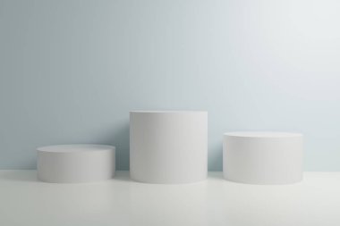 Beyaz ve mavi kabin 3d oluşturma arkaplan duvarı, pankart tasarım ögeleri için kullanılabilir