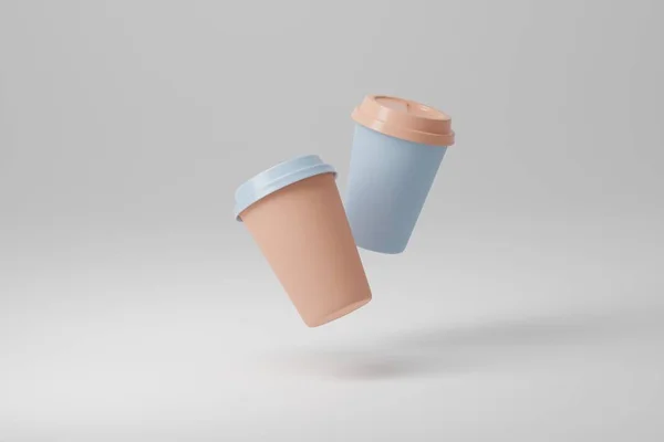 Mock-up xícara de café de papel. Renderizar ilustração 3d realista. Design de mockup de pacote para branding . — Fotografia de Stock
