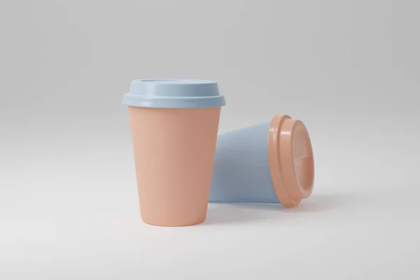 Maqueta de taza de café de papel. Render ilustración 3D realista. Diseño de maqueta de paquete para branding . — Foto de Stock
