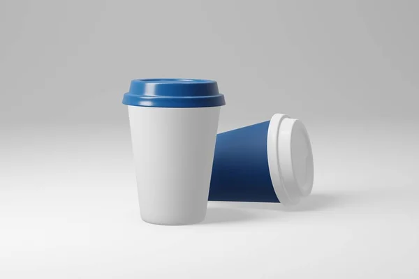 Maqueta de taza de café de papel. Render ilustración 3D realista. Diseño de maqueta de paquete para branding . —  Fotos de Stock