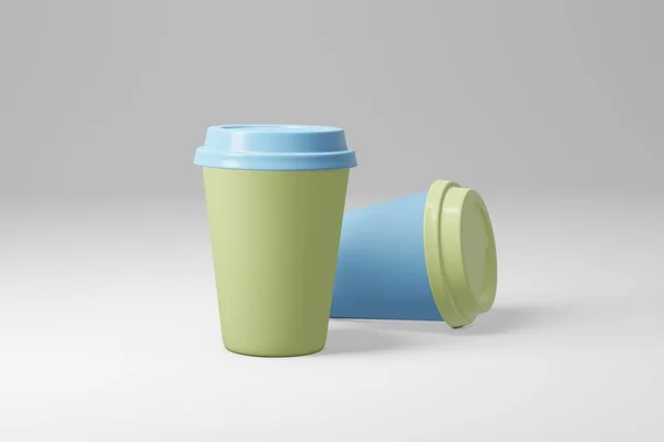 Maqueta de taza de café de papel. Render ilustración 3D realista. Diseño de maqueta de paquete para branding . —  Fotos de Stock