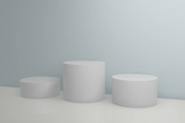 Beyaz ve mavi kabin 3d oluşturma arkaplan duvarı, pankart tasarım ögeleri için kullanılabilir