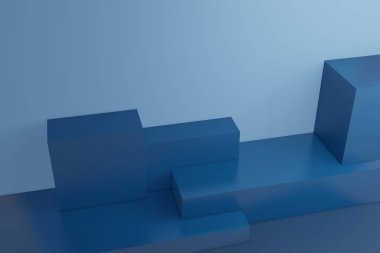 Mavi renk 2020 standının 3d hazırlama arkaplan duvarı, pankart tasarım ögeleri için kullanılabilir