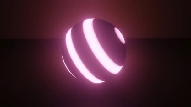 動き3Dレンダリング 輝くネオンライトスフィア レーザーショー 空白のスペース ディスコボール 難解なエネルギー 抽象的な背景 ループアニメーション 紫外線スペクトル — ストック動画