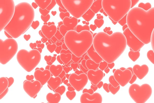 Illustration de rendu 3D Coeur volant sur fond blanc. Symboles d'amour pour les femmes heureuses, les mères, la Saint-Valentin, la conception de carte d'anniversaire . — Photo