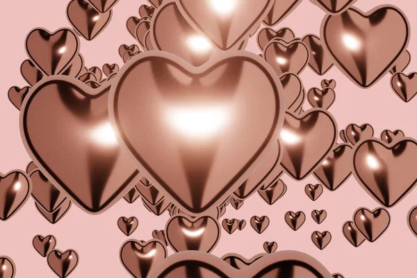 3D-weergave Hart vliegen op roze achtergrond. Symbolen van liefde voor Happy Women 's, Mother' s, Valentijnsdag, verjaardagskaart ontwerp. — Stockfoto