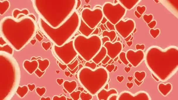 Oneindige Lus Hart Vliegen Roze Achtergrond Symbolen Van Liefde Voor — Stockvideo