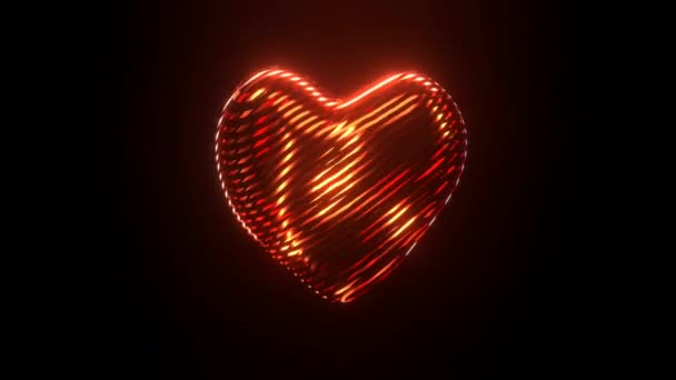 Coeur volant fait de rubans lumineux colorés. rendu 3D. Symboles d'amour pour les femmes heureuses, mère, Saint Valentin, conception de carte de vœux d'anniversaire .