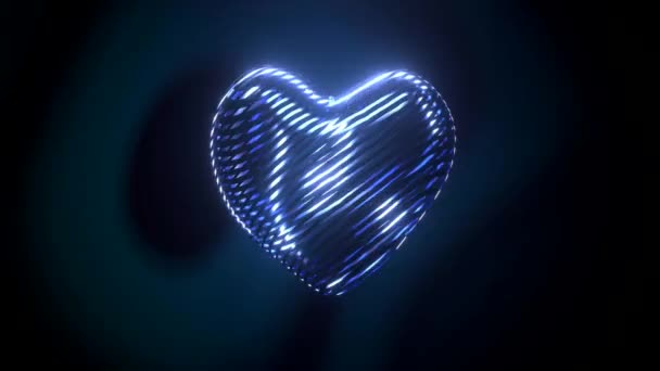 Cuore Volante Fatto Nastri Luminosi Colorati Rendering Simboli Amore Donne — Video Stock