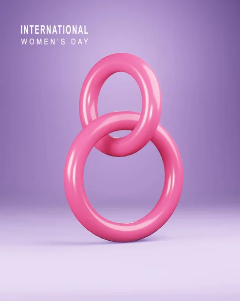 Feliz Día Internacional de la Mujer. Representación 3D de plástico de 8 números. Símbolo de la primavera de marzo, tarjeta de felicitación . — Foto de Stock