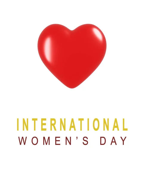 Heart Red fehér izolált háttérrel. A boldog nemzetközi nők iránti szeretet szimbólumai, anyák napja, Valentin-nap, születésnapi üdvözlőlap. 3d renderelés. — Stock Fotó