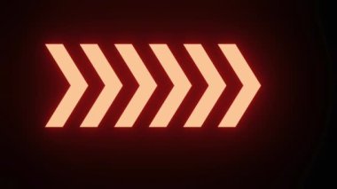Yön Arrow Neon Işık Sembolü siyah izolasyon üzerine. Sancak yönü göstergesi. 3d Hazırlama.