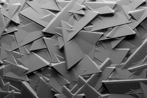 重复几何三角形马赛克灰色，可视化3D渲染抽象模式，良好的背景纹理. — 图库照片