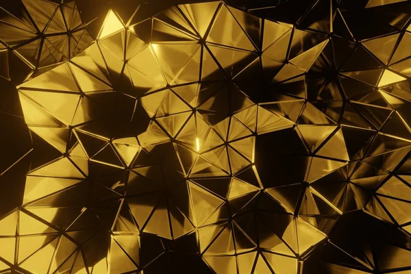 Metalen chromen driehoekige polygonen, ruimte fantasie textuur. Visualisatie 3d render abstractie patroon, mooie achtergrond. — Stockfoto