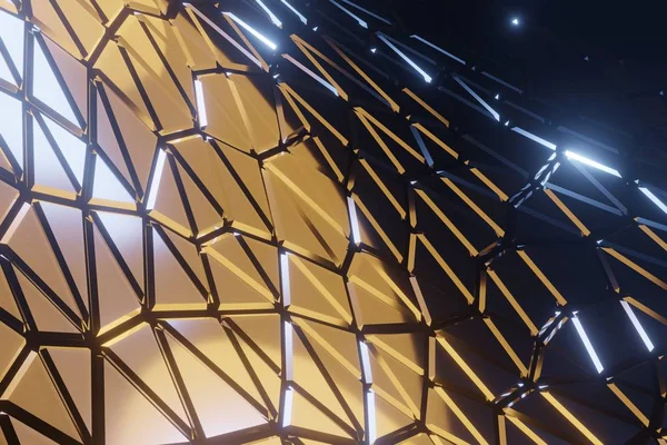 Metallchrom dreieckige Polygone, Raum Fantasie Textur. Visualisierung 3D rendern Abstraktionsmuster, schöner Hintergrund. — Stockfoto