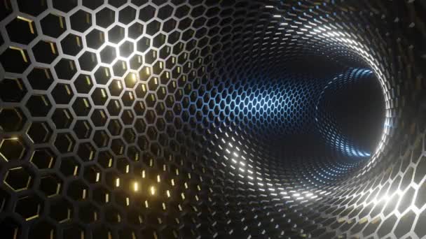 Fond Tunnel Spatial Abstrait Partir Motif Hexagones Fer Dans Les — Video