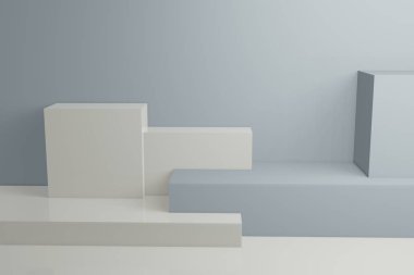 Beyaz ve mavi kabin 3d oluşturma arkaplan duvarı, pankart tasarım ögeleri için kullanılabilir