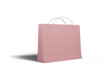 İndirimli bir dükkanda havuç almak için kullanılan bir kese kağıdı beyaz izolasyona gölge düşürür. Fotorealistik 3d canlandırma.