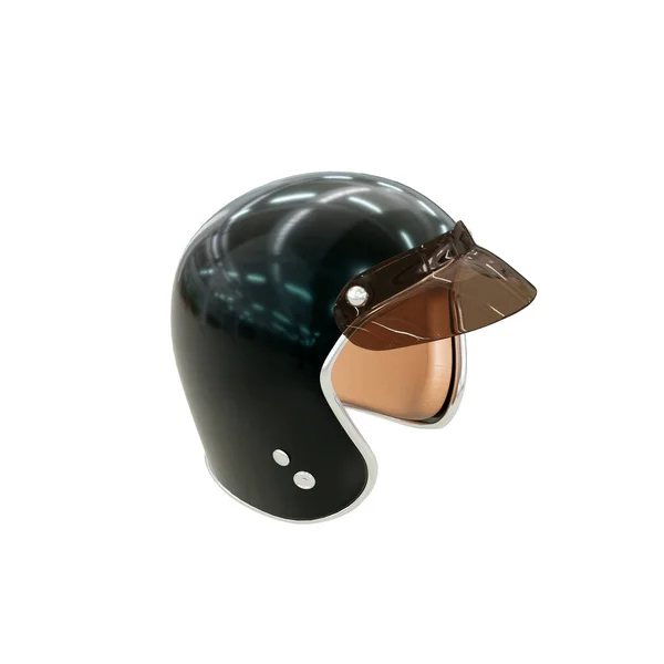 Helmet Motorcycle Life Safety Accessory Black Plastic Visor Leather Isolate — Stock Photo, Image