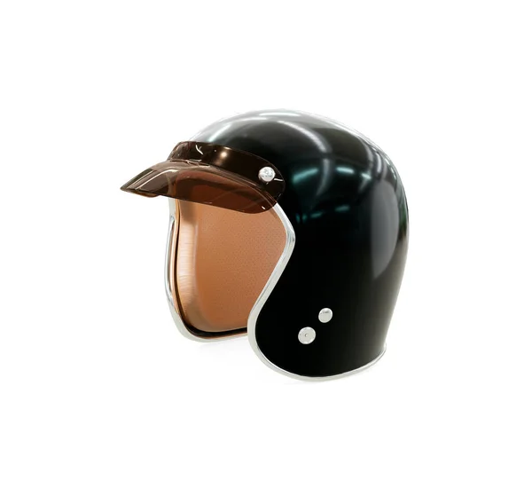 Helmet Motorcycle Life Safety Accessory Black Plastic Visor Leather Isolate — Stock Photo, Image