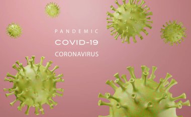 Poster pandemik koronavirüs soyutlama uyarısı. İnsanların enfeksiyonu hakkında uyarma..