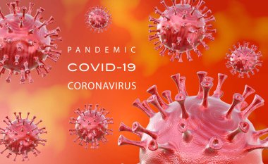 Poster pandemik koronavirüs soyutlama uyarısı. İnsanların enfeksiyonu hakkında uyarma..