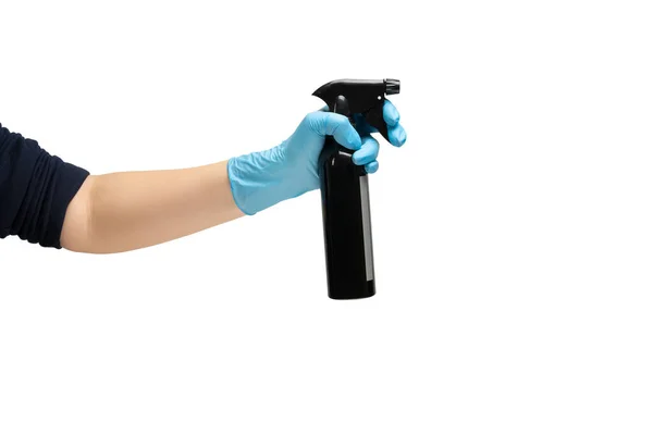 Weibliche Hand Einem Medizinischen Schutzhandschuh Aus Gummi Blauer Farbe Hält — Stockfoto
