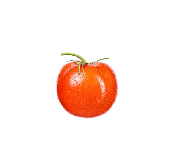 白い背景に水滴が付いた野菜の赤い鐘トマトは隔離されています 天然の健康食品 ベジタリアンフード — ストック写真