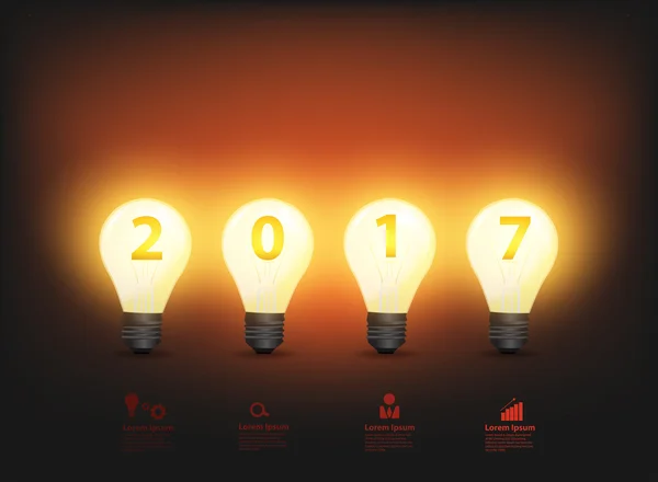 Gott nytt 2017 verksamhet år, med lampa och nummer 2017 — Stock vektor