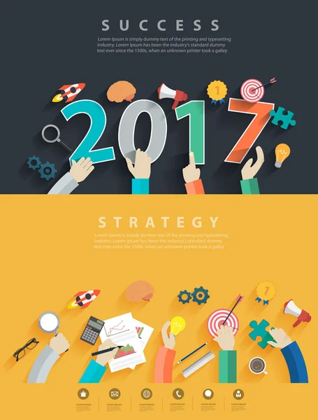 Flat design concepts for business analysis and planning new year — Stock Vector