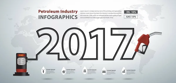 Benzine pomp mondstuk creatief ontwerp 2017 kalender cover — Stockvector