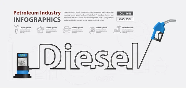 Diesel typografische Pumpendüse kreatives Design — Stockvektor