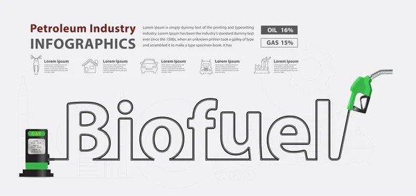Biocarburante pompa tipografica ugello design creativo — Vettoriale Stock