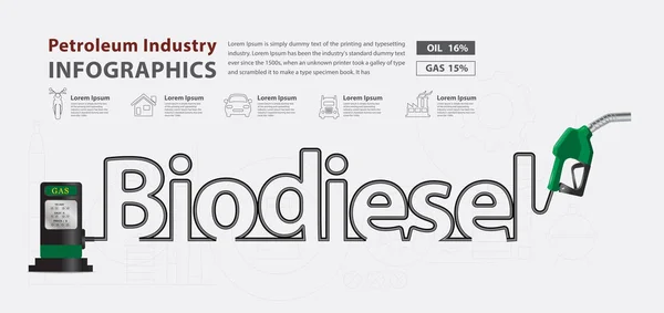 Biodiesel typografische pomp mondstuk creatief ontwerp — Stockvector