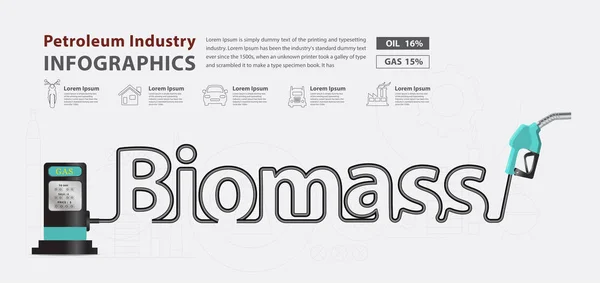 Boquilla de bomba tipográfica de biomasa diseño creativo — Vector de stock